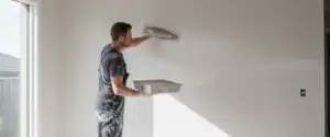 Plasterer picton nsw — Experienced plasterer in Picton NSW smoothing a freshly plastered interior wall with expert precision